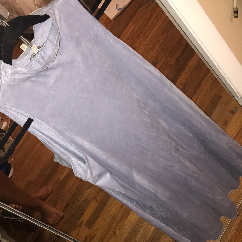 Blue velour turtleneck dress